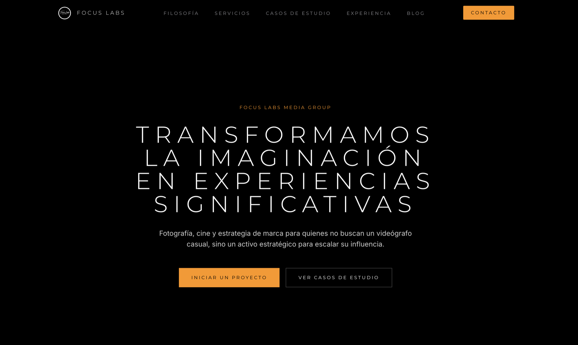 Focus Labs Media Group — Brand site for a premium photography, film, and brand-strategy studio.