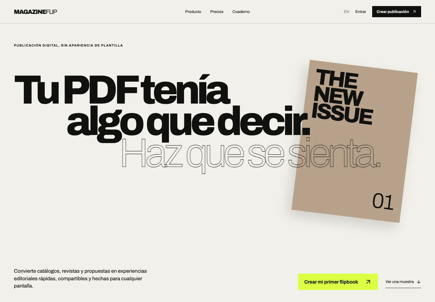 Magazine Flip — Product site for a SaaS that turns PDF catalogs, magazines and proposals into shareable flipbooks.
