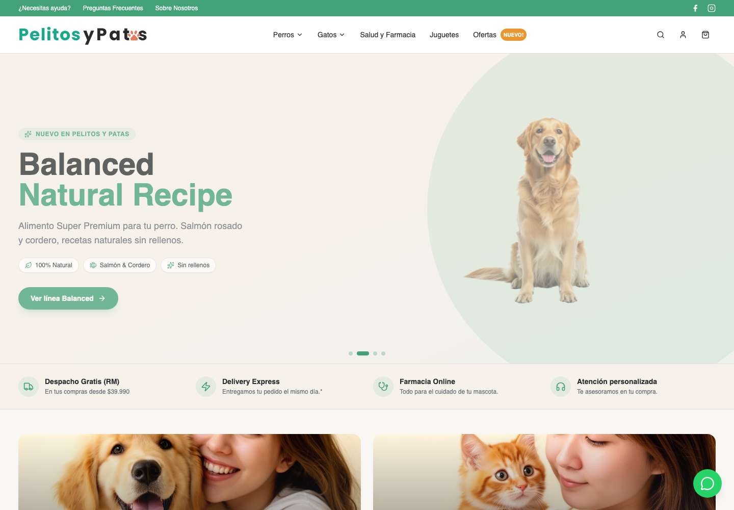 Pelitos y Patas — Online pet store with food, wellness products and accessories for dogs and cats in Chile.
