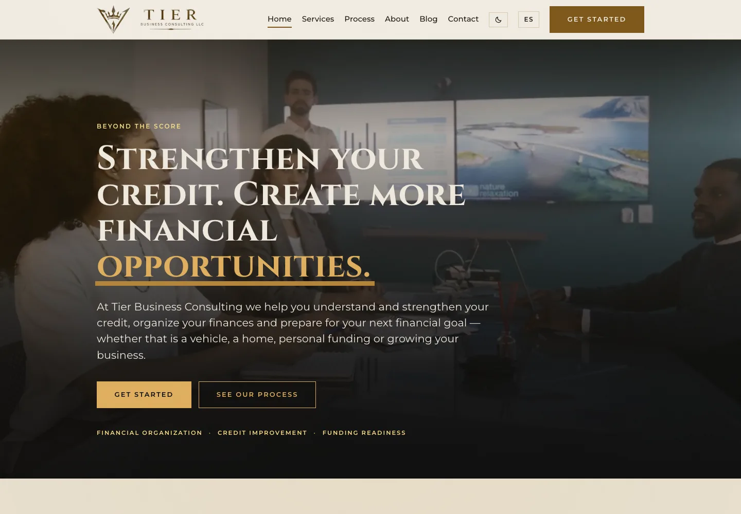 Tier Business Consulting — Bilingual site for an Orlando consultancy that helps clients strengthen their credit and get funding-ready.